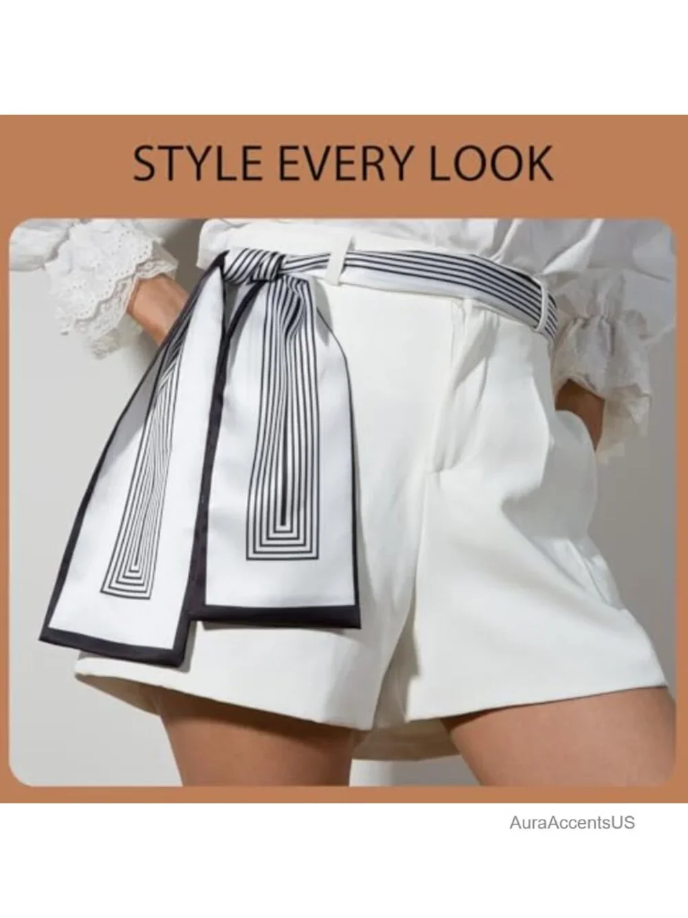 Silk-Like Skinny Scarf for Bag Purse, Hair Scarf Headband for Women